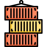 Three stacked shipping containers illustration