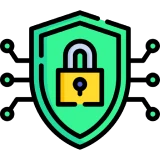 Security padlock on green shield